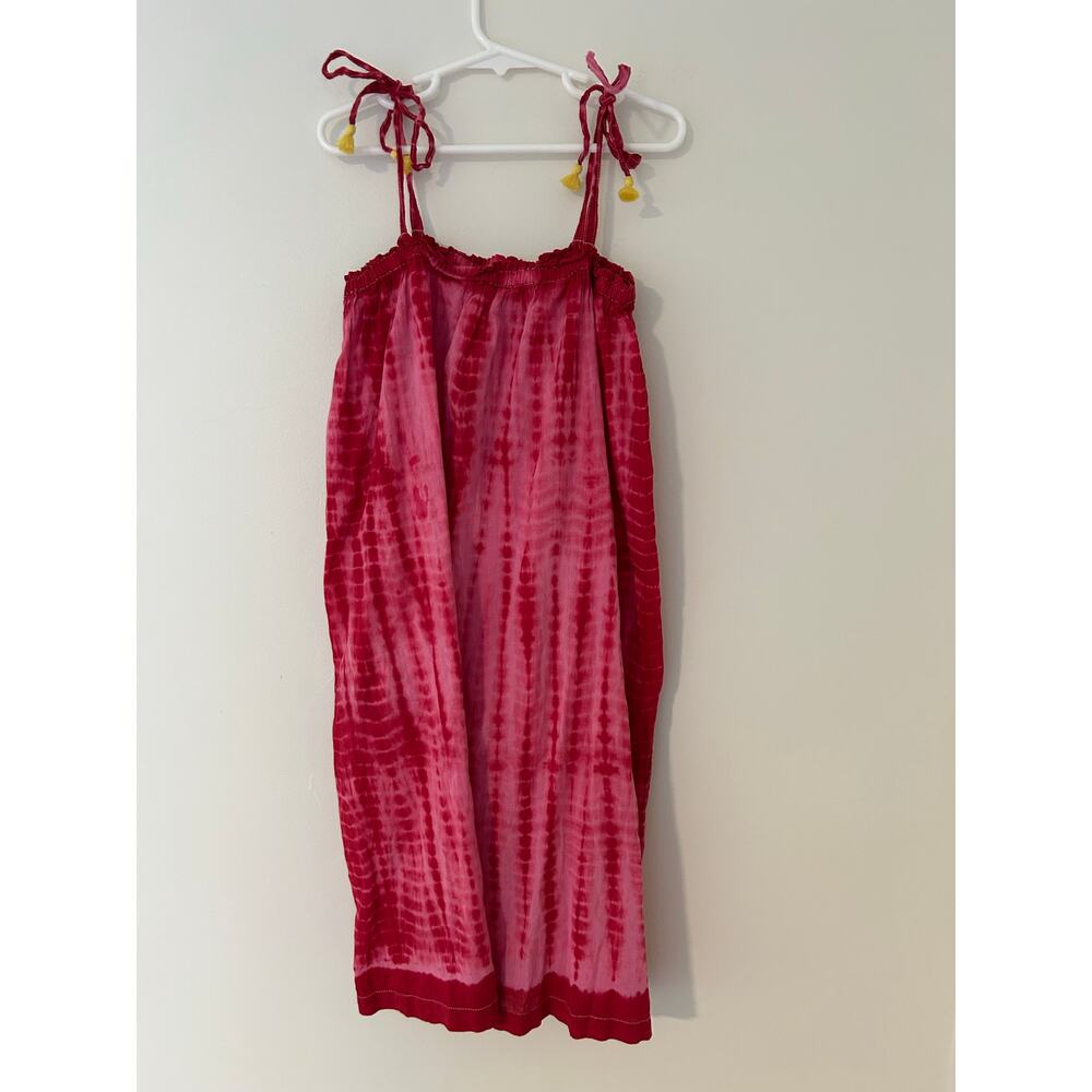 Pink Chicken New York 12Y Tie Shoulders Pink Yellow Tie Dye Dress 100% Cotton